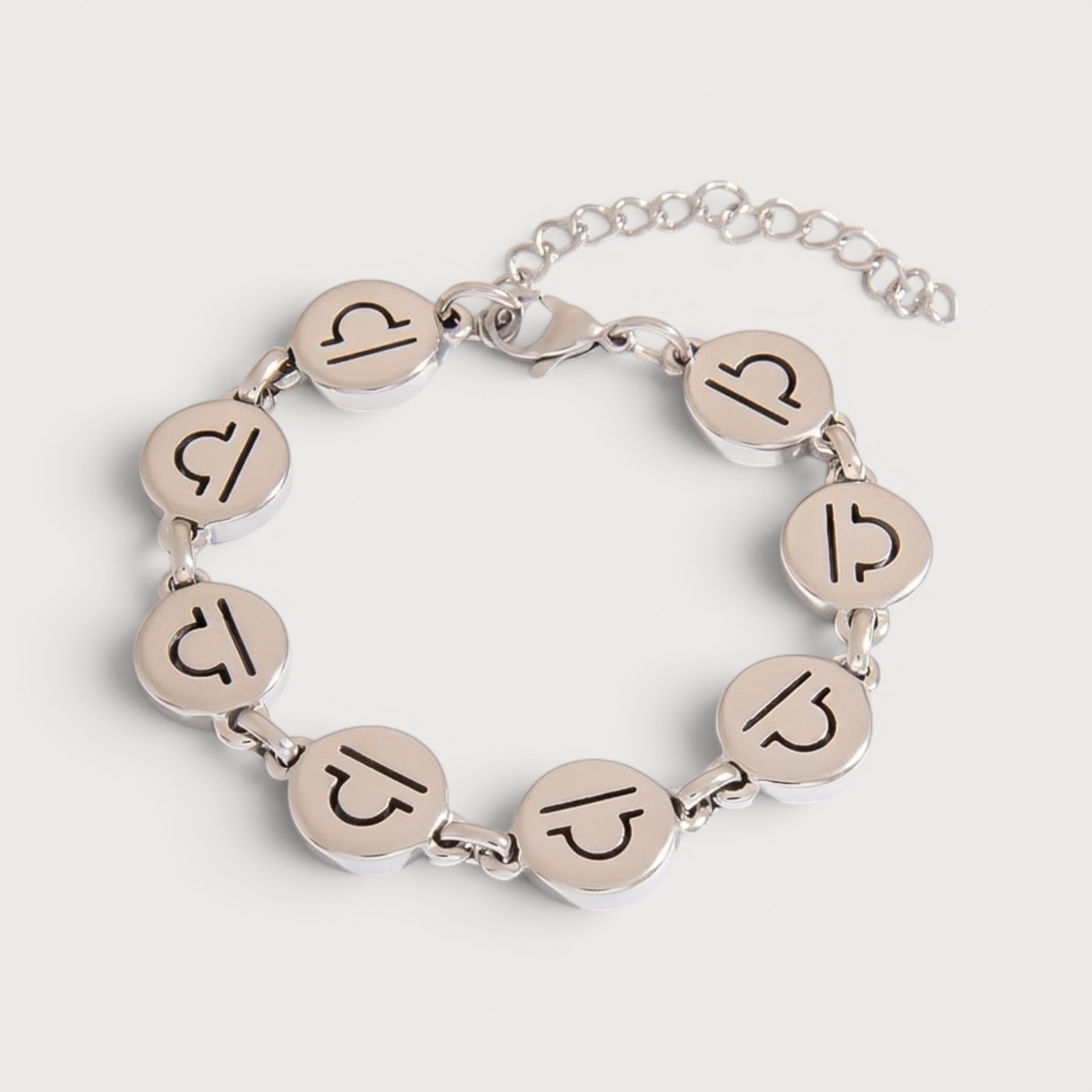 Bracelet signe astrologique Balance en acier inoxydable argenté
