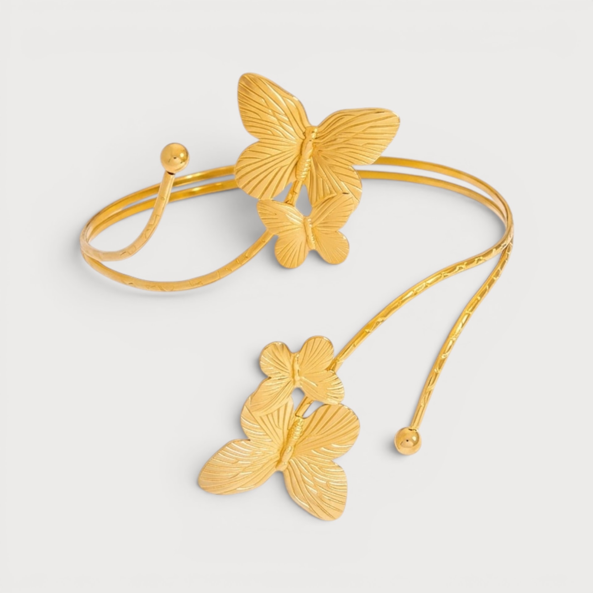 Bracelet de bras à papillons en acier inoxydable doré