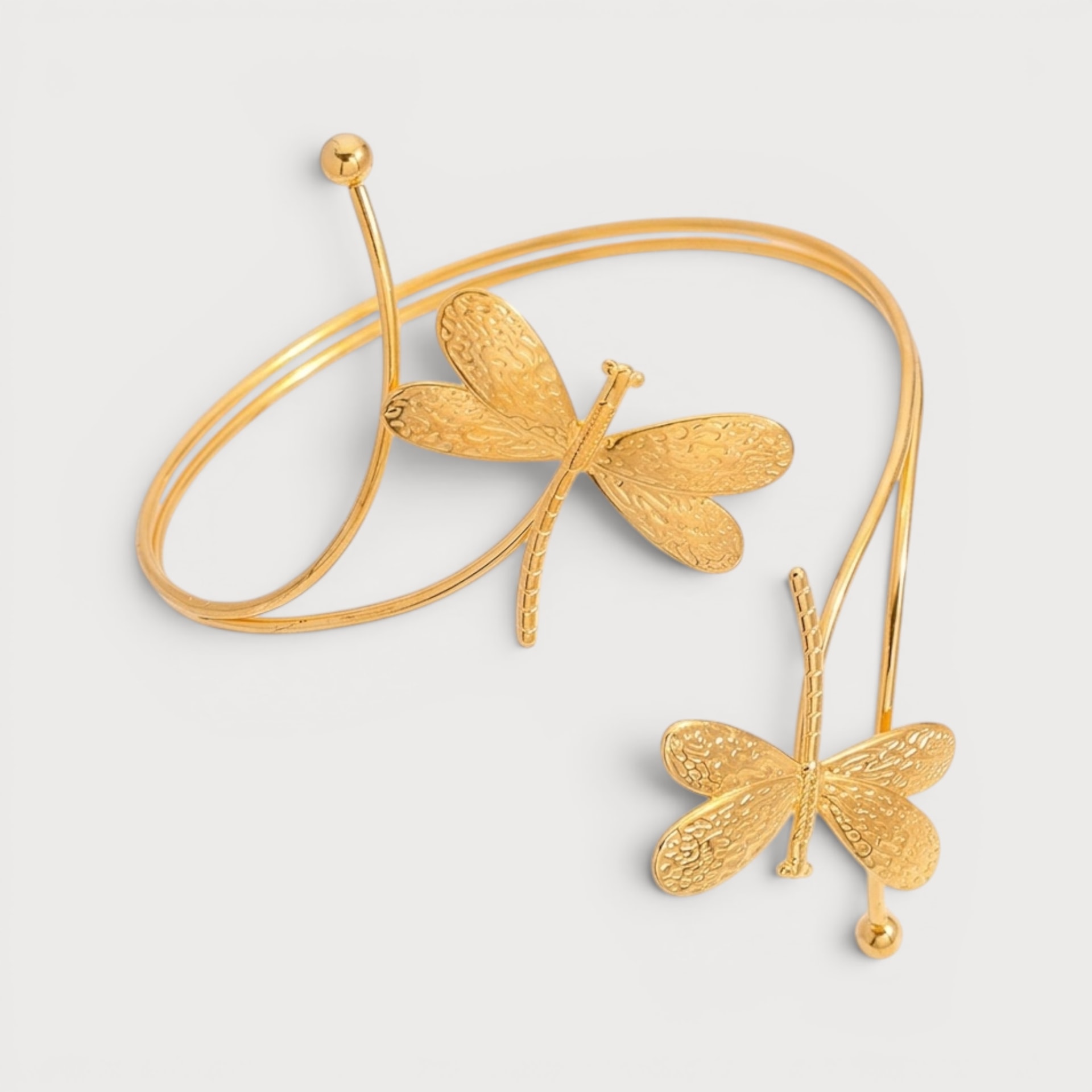 Bracelet de bras à libellules en acier inoxydable doré
