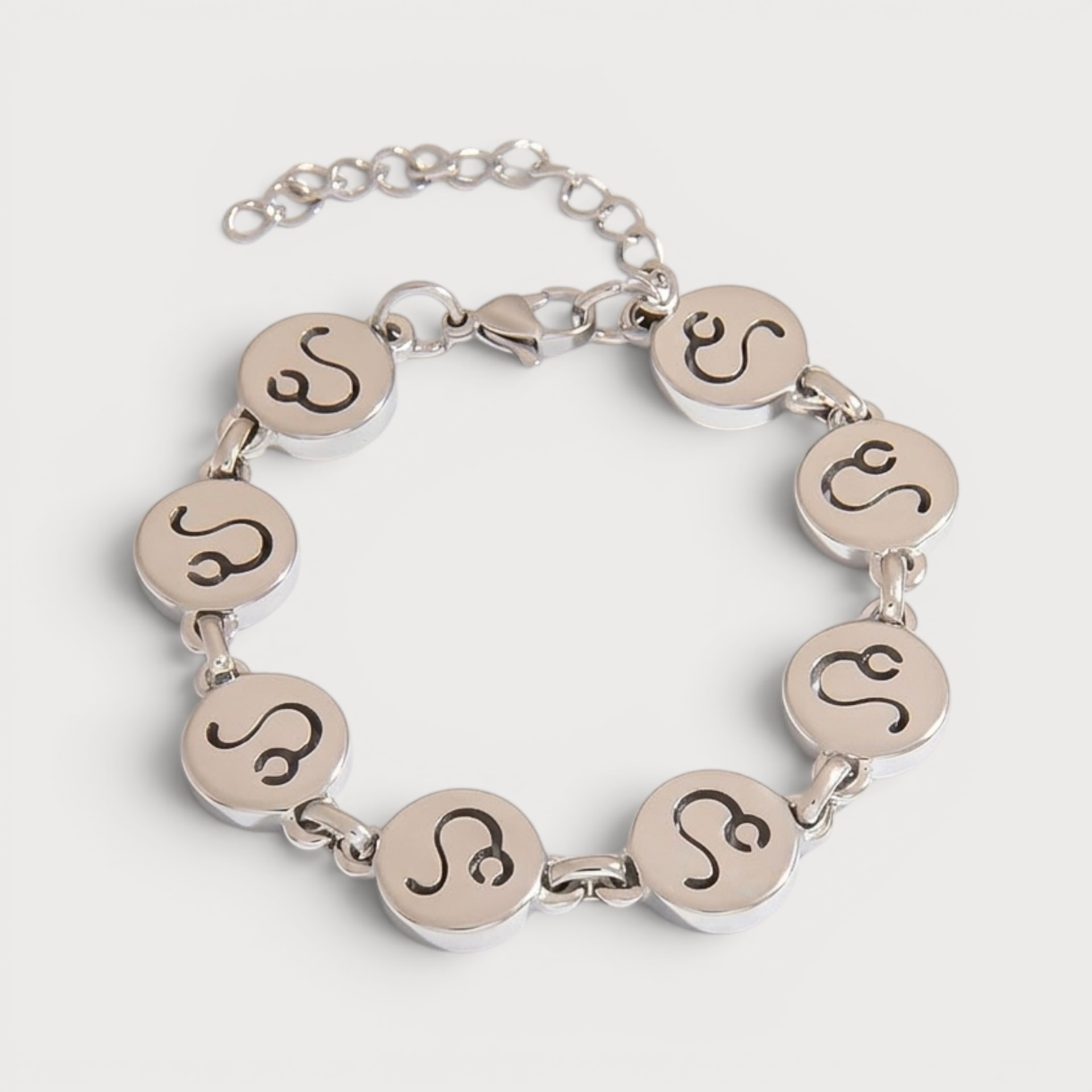 Bracelet signe astrologique Lion en acier inoxydable argenté