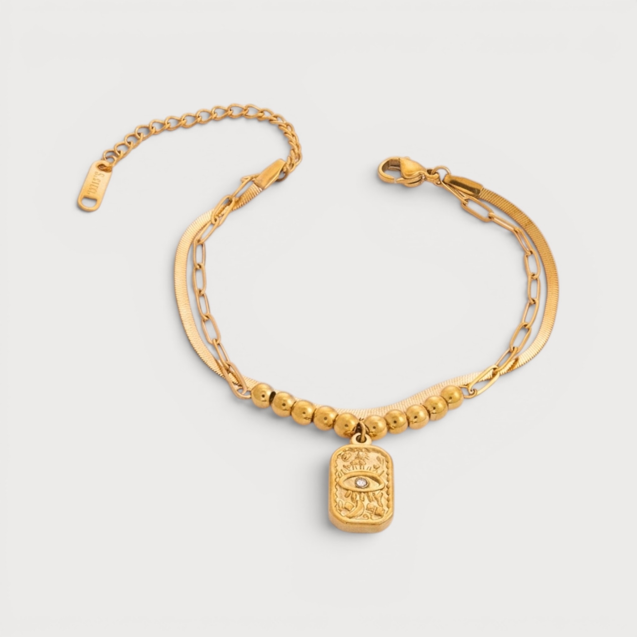 Bracelet multirang œil protecteur en acier inoxydable doré | Bloom × Blaze