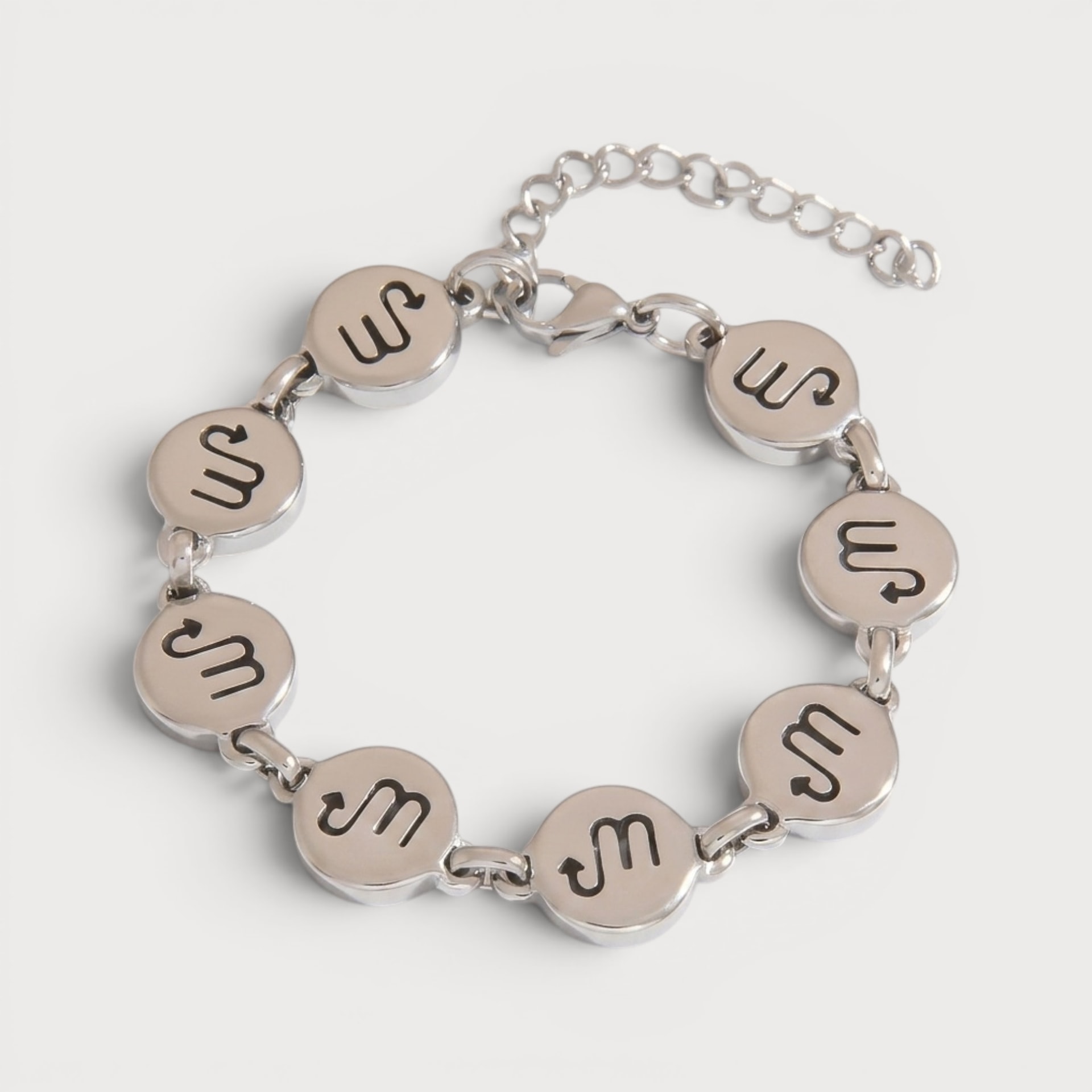 Bracelet signe astrologique Scorpion en acier inoxydable argenté