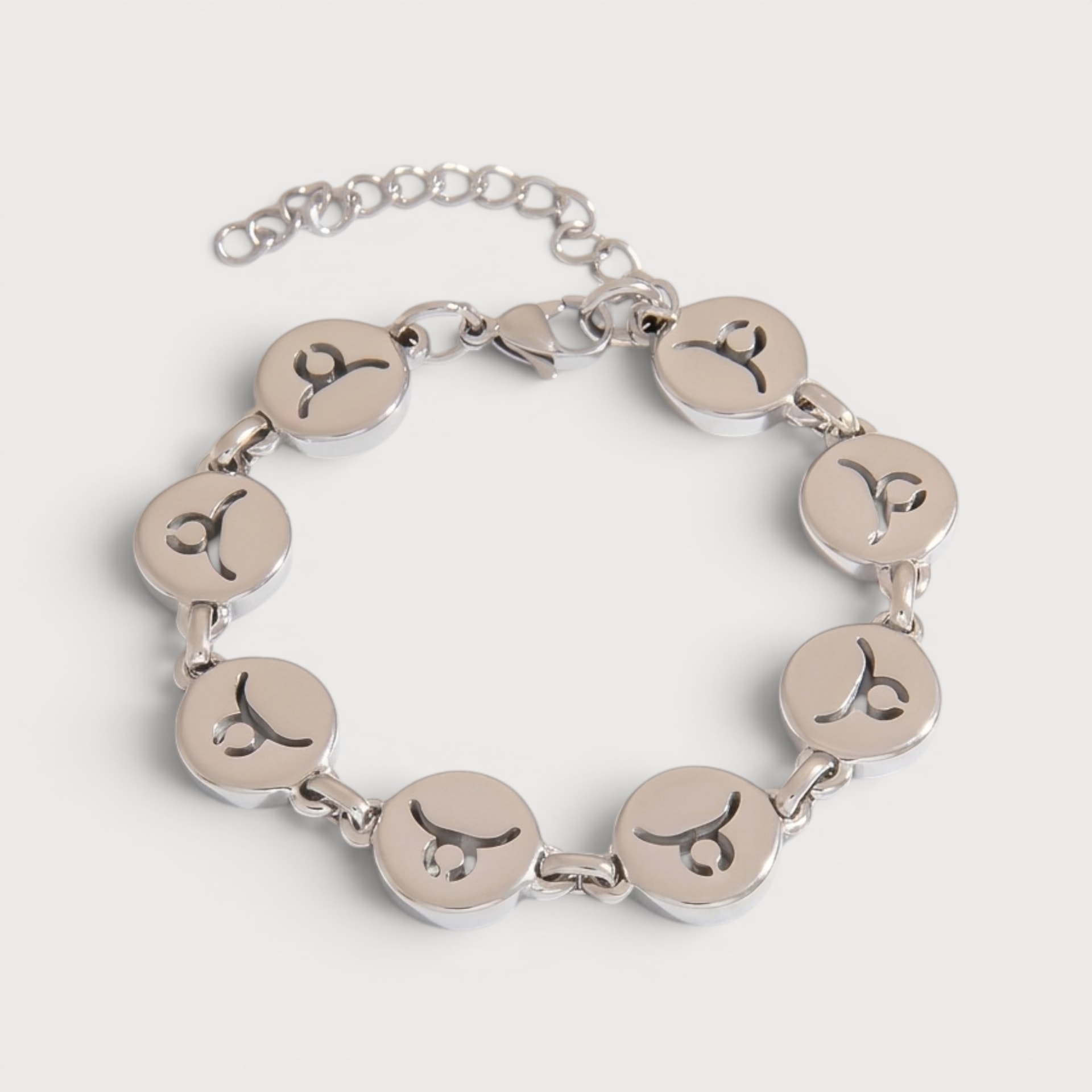 Bracelet signe astrologique Taureau en acier inoxydable argenté