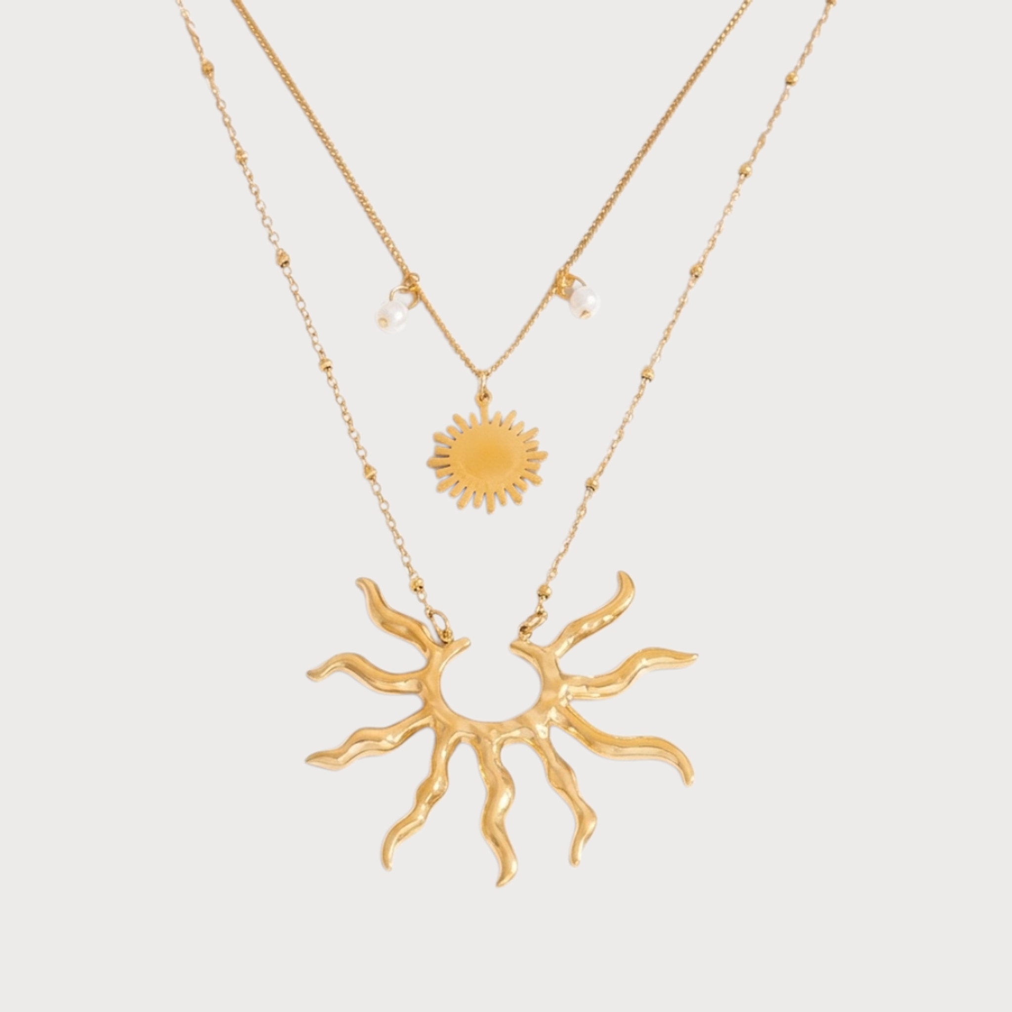 Collier double rang soleils en acier inoxydable doré | Bloom × Blaze