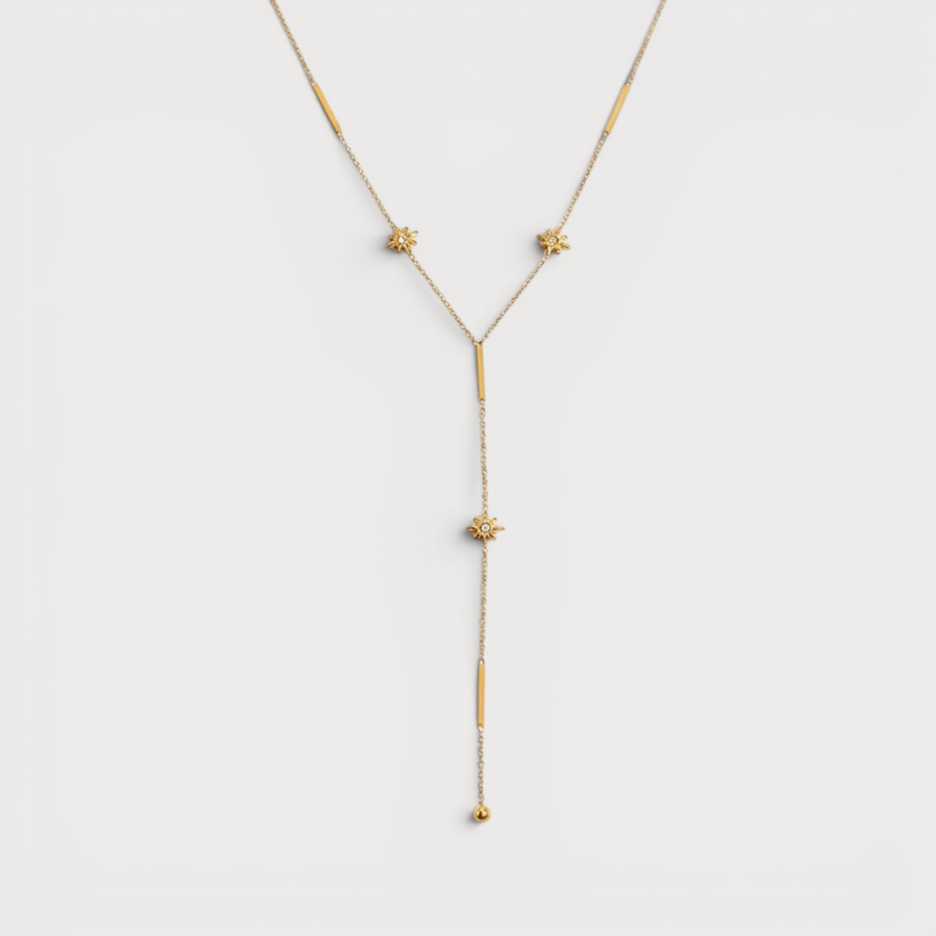 Collier cravate étoiles en acier inoxydable doré